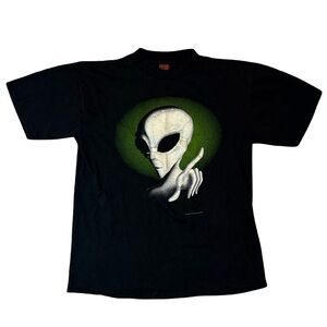 VINTAGE Fashion Victim mens L Large black Alien single stitch crewneck t-shirt